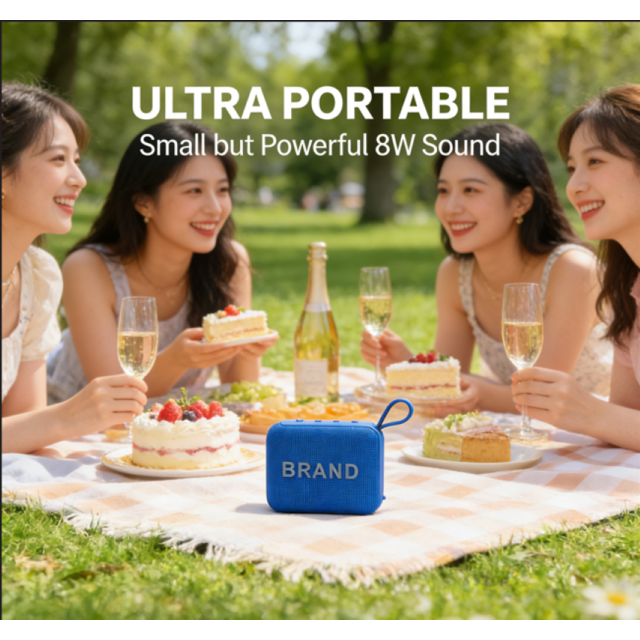 Deep Bass Bluetooth 5.3 Speaker with 8W Amplifier, 1200mAh Battery, AUX/TF Card Playback and TWS for Computer