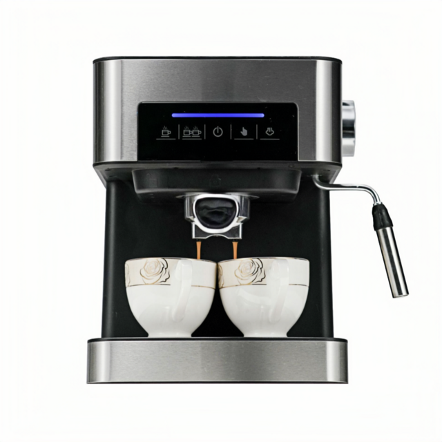Máquina de café expresso semiautomática de 15 bar com vaporizador de leite em aço inoxidável