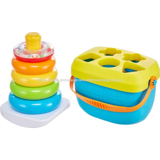 Suministro de fábrica Bloques de construcción Juego combinado de cuna - 10 juguetes para clasificar y apilar formas para el desarrollo cognitivo de niños pequeños for sale at factory direct price