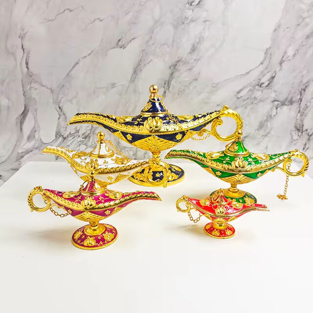 Recuerdos Tradicionales Europeos Adornos Artesanías de Estilo Clásico Sala de Estar Decorativa Vintage Chapado en Oro 3D Metal Aladdin Magic