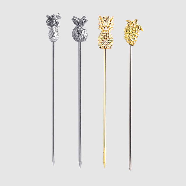Creation Factory Broche Flamant Rose Personnalisée Écologique 12cm Brochettes à Cocktail Décoratives en Acier Inoxydable Bâtonnets à Fruits