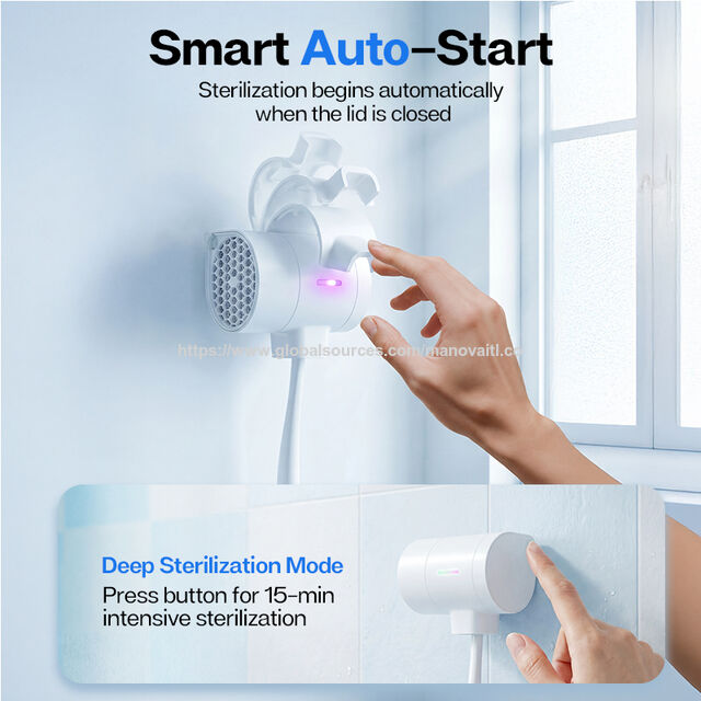 Esterilizador de Cepillo de Dientes UV de 800mAh con Ventilador de Secado de Alta Velocidad, Elimina el 99.9% de los Gérmenes, Desinfectante Portátil Recargable para Viajes en el Hogar for sale at factory direct price