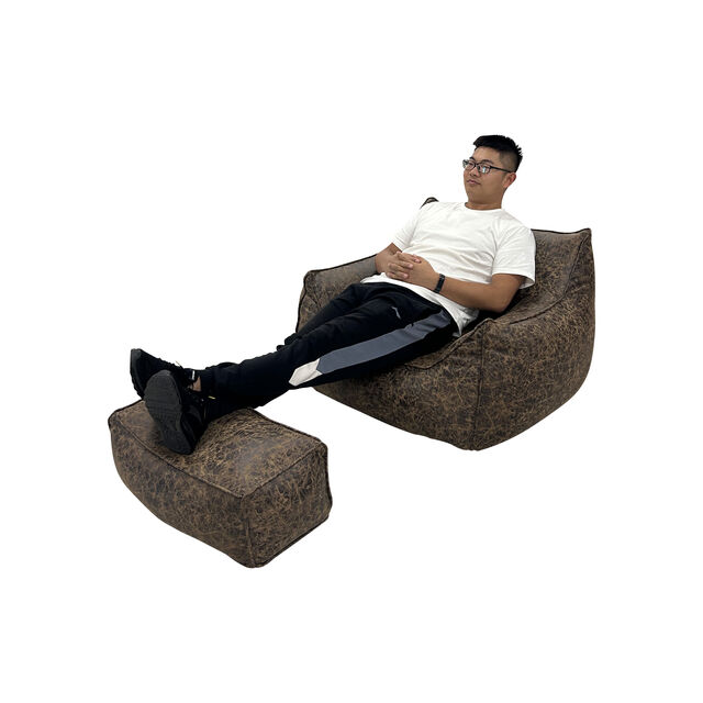 Moderno Puff de Cuero PU con Otomana para Sala de Estar, Dormitorio y Salón - Sofá Tipo Puf para Interiores