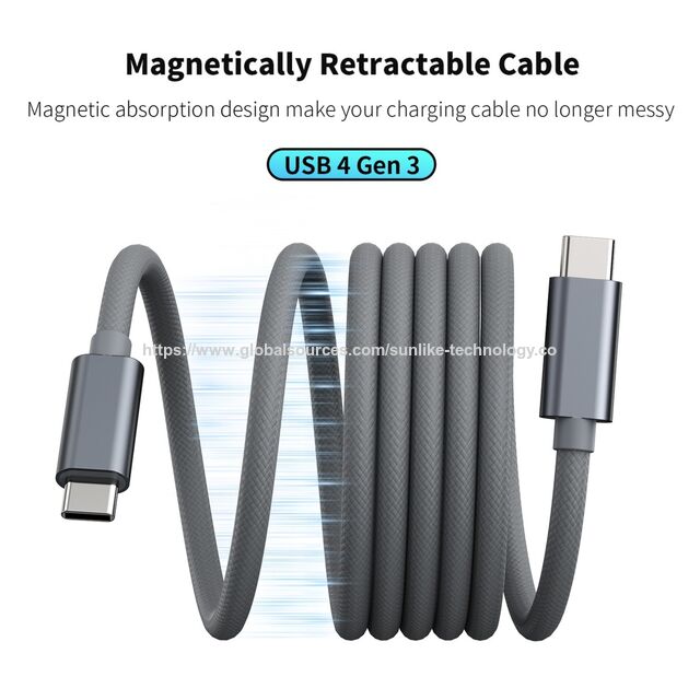 Sunlike Factory price, USB 4 Gen 3 power: 40Gbps data + 240W fast charge + 8K video, Magnetic coiled cable for quick storage for sale at factory direct price