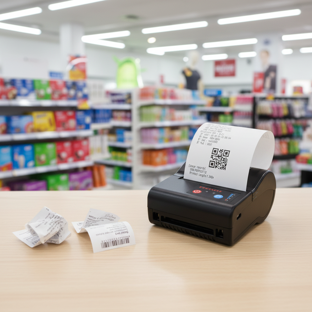 Tragbarer Mini-Quittungsdrucker mit Akku, 80-mm-Thermoetiketten-Barcodedrucker, unterstützt Mehrfachbreitendruck