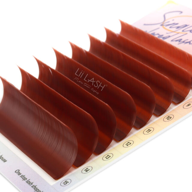 Extensions de cils de couleur accrocheuse, cils individuels moelleux couleur cerise séchée, extensions de cils de haute qualité en gros