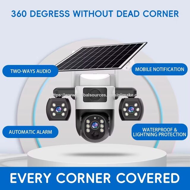 Caméra PTZ Intelligente 12MP avec Triple Objectif, Alimentation Solaire, Connectivité 4G et Conformité ONVIF pour la Sécurité Extérieure