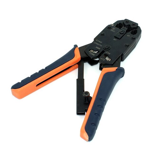 Hand-Crimpzange mit Ratschenfunktion für 4P+6P+8P LAN-Kabel