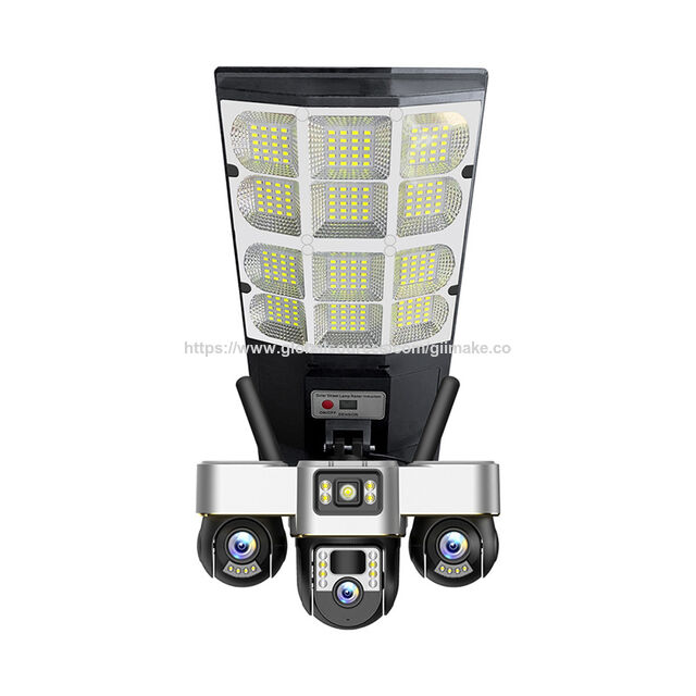 Caméra Solaire PTZ Projecteur 3 Lentilles 6MP avec Carte SIM, Stockage Carte Mémoire et Cloud, P2P, App Mobile V380 Pro, Extérieur