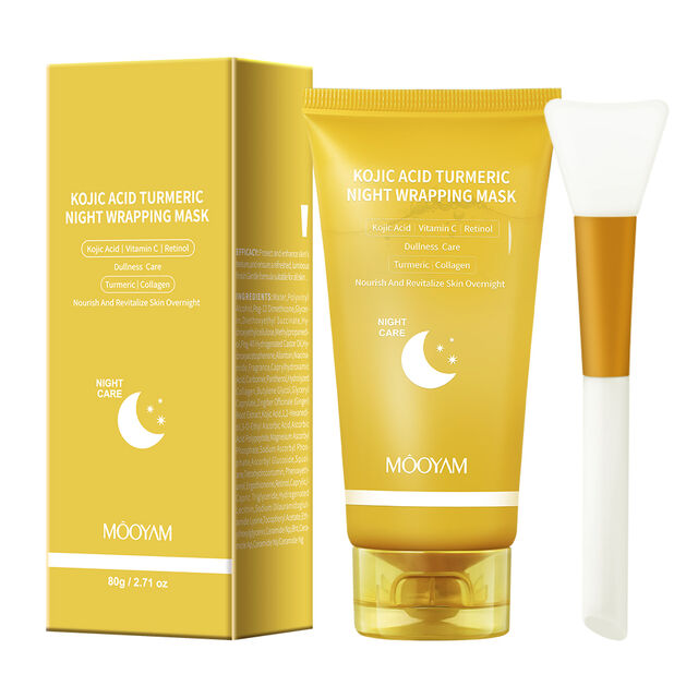 Mascarilla Nocturna Envolvente con Ácido Kójico y Cúrcuma 80g - Antiarrugas, Eliminación de Puntos Negros, Nutrición para el Cuidado de la Piel, Mascarilla Facial de Gel Suavizante