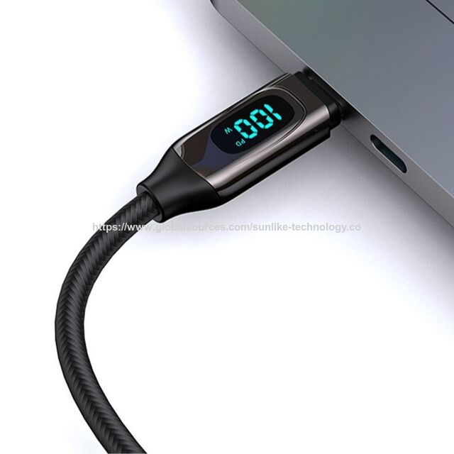 Type C to Type C PD100W LED Display Cable,Zinc alloy+ Nylon braiding,fast charge ODM OEM for sale at factory direct price