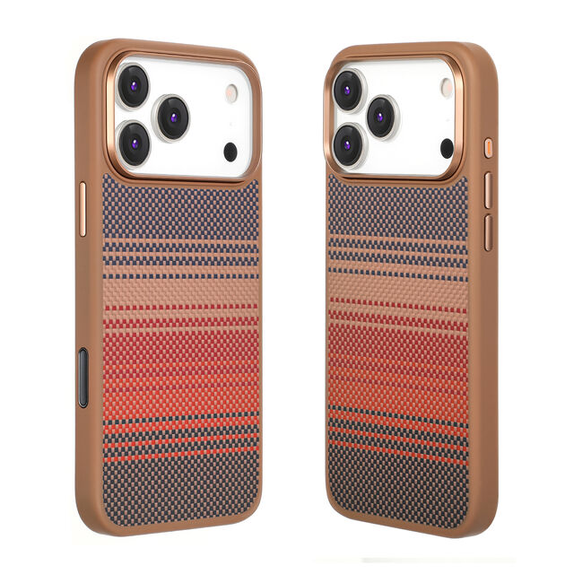 Funda Magsafe con Marco de TPU y Respaldo de Fibra de Aramida Kevlar Duradera para iPhone 17 Pro Max, con Botones Metálicos y Anillo de Cámara for sale at factory direct price