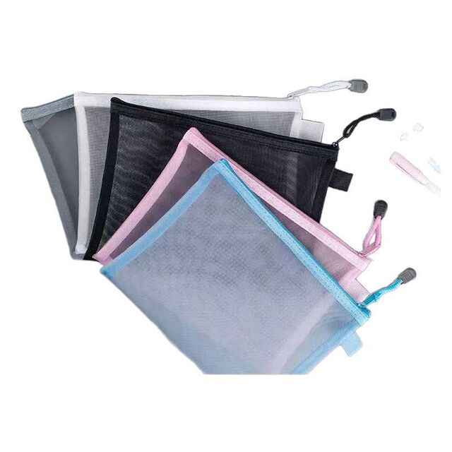 Bolsa de Archivo Transparente de Malla con Cremallera al por Mayor A4 A5, Estuche para Documentos Transparente, Bolsa de Papelería para Oficina y Escuela con Logo Personalizado