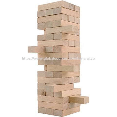 Tumbling Tower ist ein Geschicklichkeitsspiel, bei dem ein Turm aus 48 Holzblöcken gebaut wird