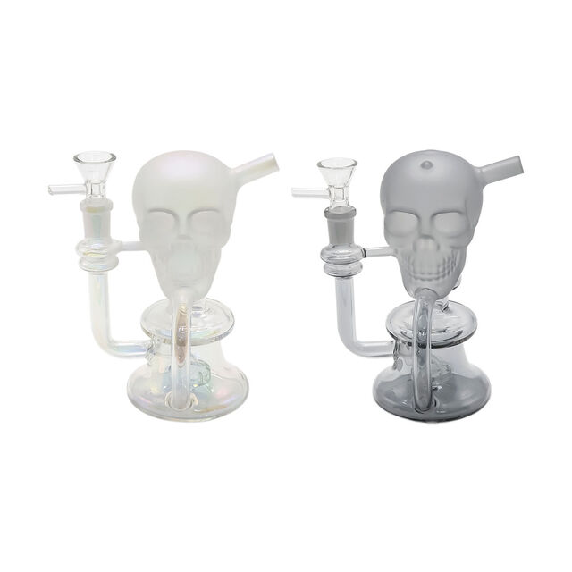 Bong de Vidrio Esmerilado con Forma de Calavera | Blanco con Diseño Recirculador | Venta al por Mayor Directa de Fábrica for sale at factory direct price