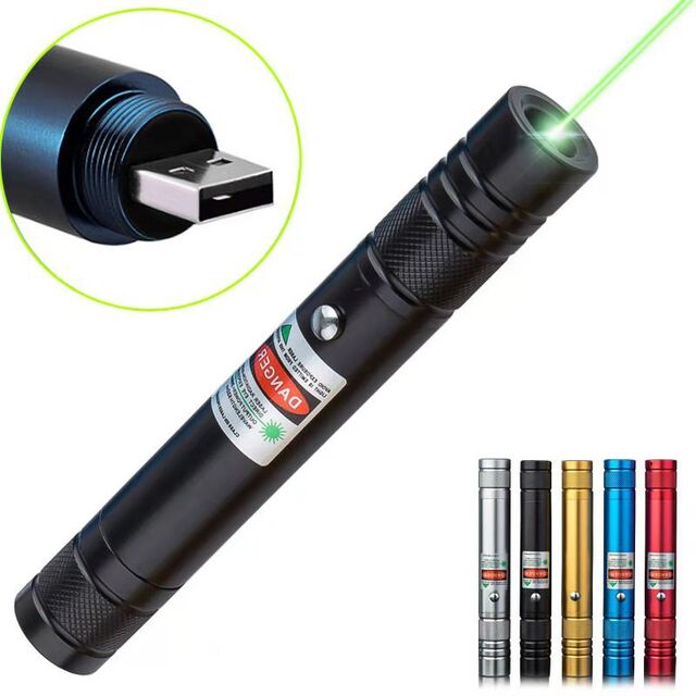 Linterna de aleación de aluminio de alta potencia, luz láser verde, carga USB, bolígrafo de cielo estrellado, bolígrafo para gatos