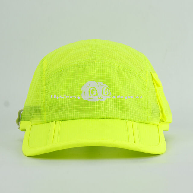 Leichte, schnell trocknende Laufkappe aus Mesh mit reflektierendem Logo - Hohe Sichtbarkeit Neongelb Schnelltrocknende Kappe für Outdoor-Sportarten