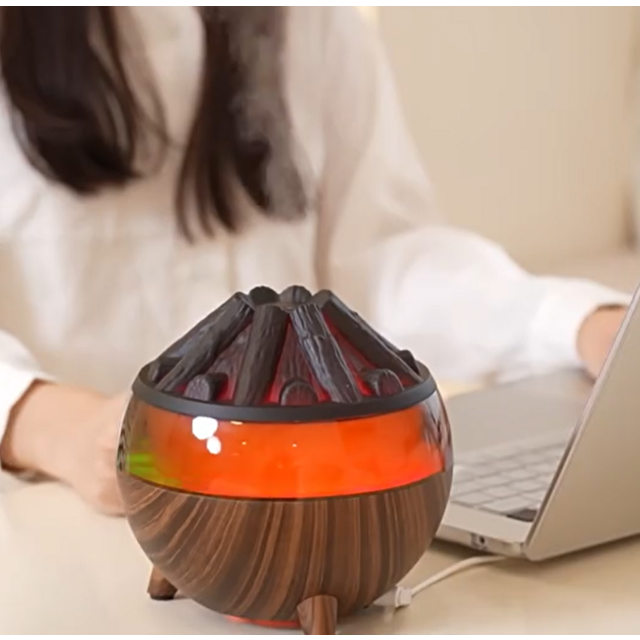 Nuevo modelo difusor de aroma realista con veta de madera de fibra de carbono, control remoto, lámpara de ambiente y humidificador de aire for sale at factory direct price