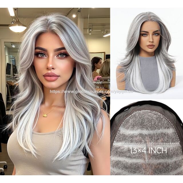 Wig Eropa dan Amerika dengan Bagian Atas Kepala Tinggi, Renda Depan Besar 13*6 Belahan Tengah, Bernapas dan Alami, untuk Wanita for sale at factory direct price