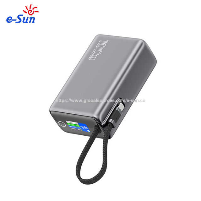 Power Bank Portátil de 25000mAh con Cable Incorporado, Carga Rápida USB-C 100W+ y USB-A 22.5W para Teléfono y Portátil