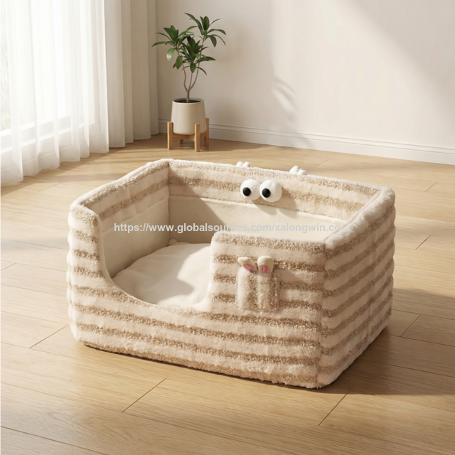 Adorable Cama para Gatos con Rayas y Ojos Grandes para Dormir Cómodamente en Interiores for sale at factory direct price