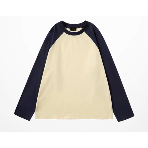 Wholesale Two-color Raglan Sleeves Soft Antibacterial Men's and Women's Clothing Long Sleeved T-shirts for sale at factory direct price