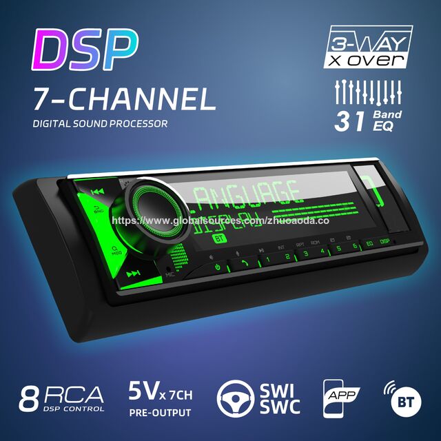 Lecteur Radio Voiture DSP MP3 Sortie Max 4*50W 8 RCA 7 Canaux Égaliseur 31 Bandes Bluetooth 6.0 Contrôle par App SWC SWI RDS FM AM USB AUX for sale at factory direct price