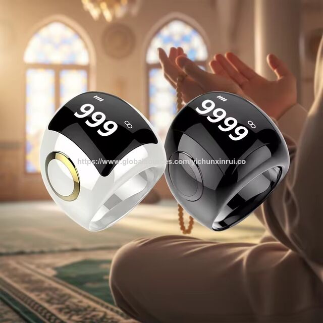 Zikr Ring with APP Control Arabic Eid Ramadan Prayer Ring Muslim Azan Clock Qibla Tasbeeh Ring for sale at factory direct price
