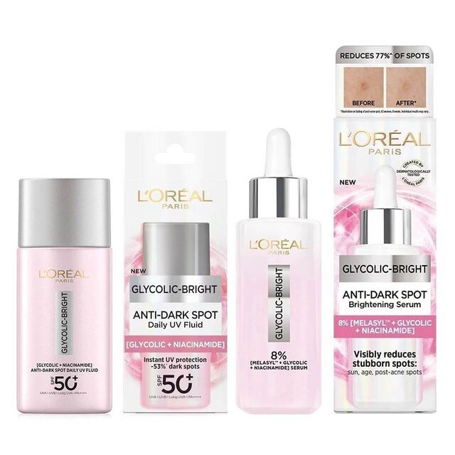 Set L'Oreal Glycolic-Bright Anti-Dark Spot Serum - L'Oreal Paris Glycolic Bright Anti-Dark Spot Set for sale at factory direct price