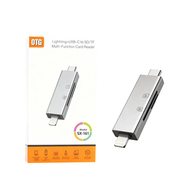 Lightning + Type-C Dual-Kartenleser mit SD-TF-Steckplätzen, TYPE C + USB zu TF-Kartenleser
