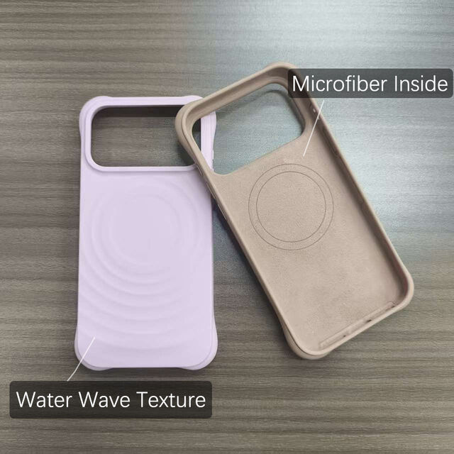 Coque de Téléphone Unique en Silicone Liquide Anti-Choc avec Texture Vague d'Eau pour iPhone 15, 16, 17 ProMax Series avec Magsafe for sale at factory direct price