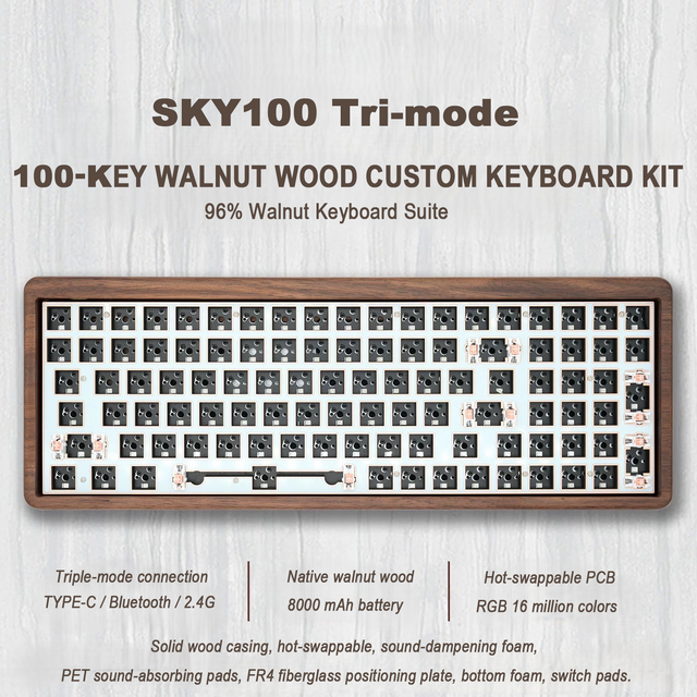Venta al por mayor de fábrica: Juego de teclado personalizado de madera de nogal de 100 teclas más vendido for sale at factory direct price