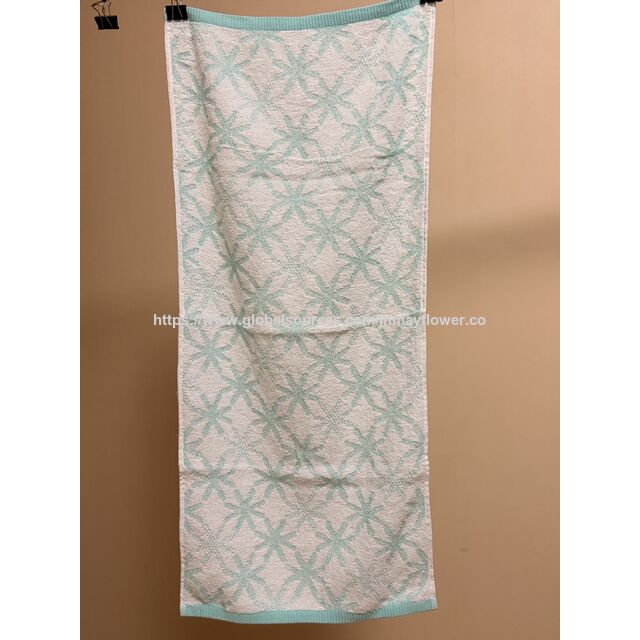 Toalha facial 100% algodão Jacquard azul e branco Geométrico para Salão de Beleza, SPA, Praia, Sauna, Viagem e Academia com borda branca