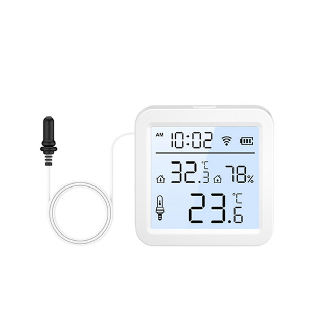 Sensor de Temperatura e Umidade Tuya com Sensor de Temperatura Externo, Versão WiFi TZ05Z, Funciona com Alexa, para Exterior e Interior for sale at factory direct price