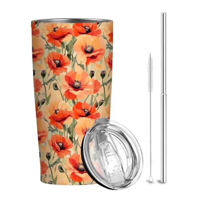 20 oz Tumbler, Floral Stainless Steel Travel Mug, Double Wall Vacuum Insulated Coffee Cup for Hot & Cold Drinks for sale at factory direct price