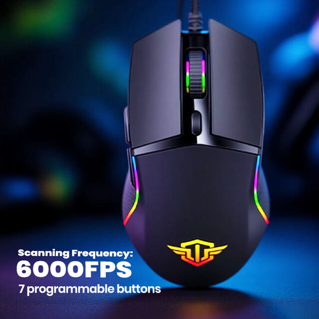 ماوس ألعاب بصري سلكي RGB مخصص بشعار OEM، ماوس ألعاب عمودي مريح لملحقات كمبيوتر الألعاب ثلاثية الأبعاد بسعر المصنع