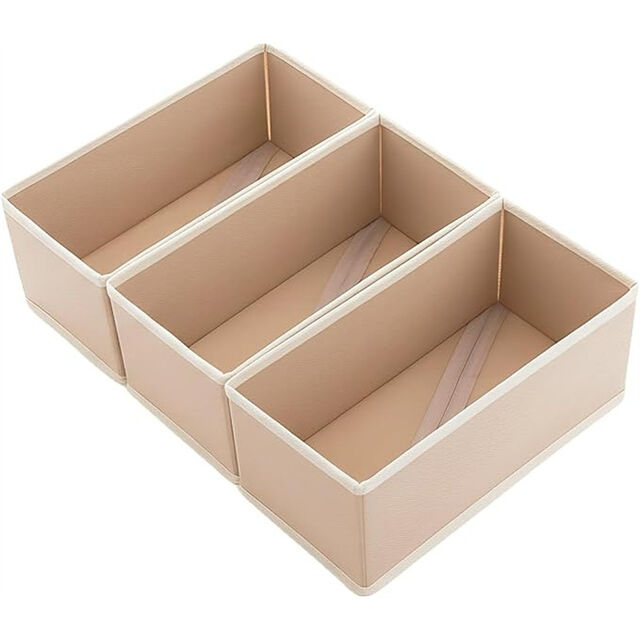 Organizador de Cajones Pequeño Ropa 3 Piezas Khaki para Calcetines y Ropa Interior, Contenedores de Tela para Armario, Cómoda y Divisores de Cajones