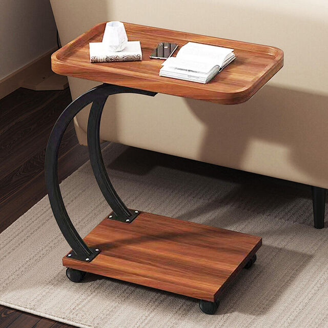 Mesa Lateral Móvel de Luxo Leve com Rodas, Pequeno Rack de Armazenamento e Gabinete de Estudo para Móveis Domésticos, Sala de Estar