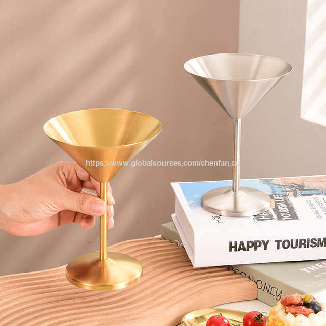 Vente en Gros d'Usine Verres à Vin en Acier Inoxydable Argenté, Coupes Classiques pour Fêtes, Voyages, Hôtels ou Soirées Martini for sale at factory direct price
