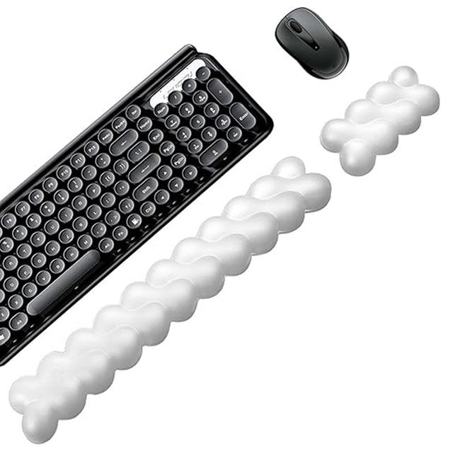 Repose-poignet en Cuir pour Clavier et Souris, Tapis de Souris Élargi Amélioré, Mousse à Mémoire de Forme Ergonomique avec Base Antidérapante pour le Travail de Bureau