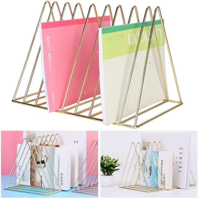 Großhandel Metall Dreieck Regal Eisendraht Magazin-Dateihalter für Büro-Schreibtisch-Organisation Ausstellungsständer Mehrzweck-Buchstütze for sale at factory direct price