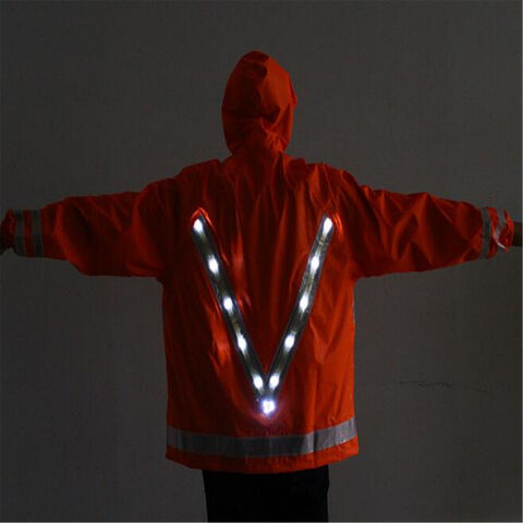 Ropa de seguridad vial, impermeable reflectante con carga USB y luz LED, abrigo de seguridad JX
