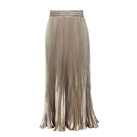 Modischer, langer, plissierter Satinrock mit hoher Taille für Damen in Übergröße - Langer Rock JX for sale at factory direct price
