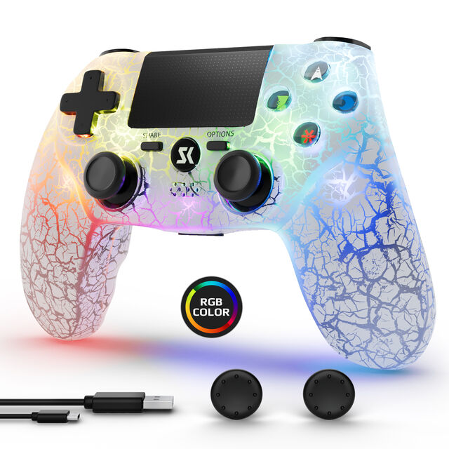 Controle de Jogo Sem Fio para PS4, com Vibração Dupla, Sensor de Movimento Giroscópico de Seis Eixos, Touchpad, Luz de Fundo RGB, Bateria de 1000mAh for sale at factory direct price
