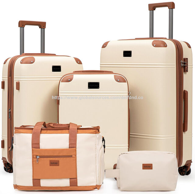 Conjunto de 5 malas DELFUN TORO com rodas giratórias removíveis e trava TSA, conjunto de malas unissex de ABS rígido com bolsa tote