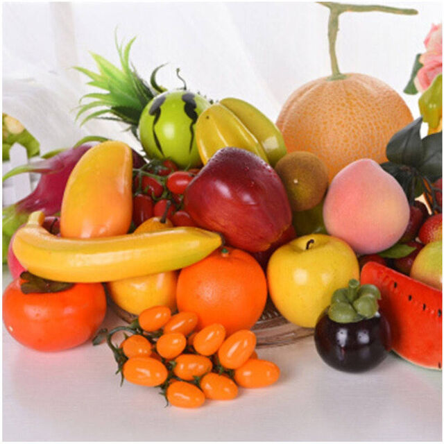 Juguete de Fruta Artificial Realista (Manzana, Plátano, Uva, Limón, Pera) para Decoración del Hogar, Fiesta de Navidad