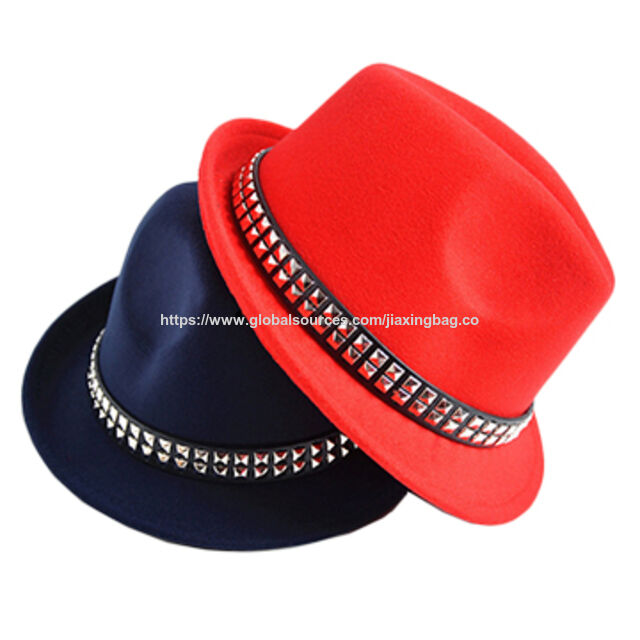 Nuevo diseño de sombrero fedora de fieltro con logo personalizado para mujer