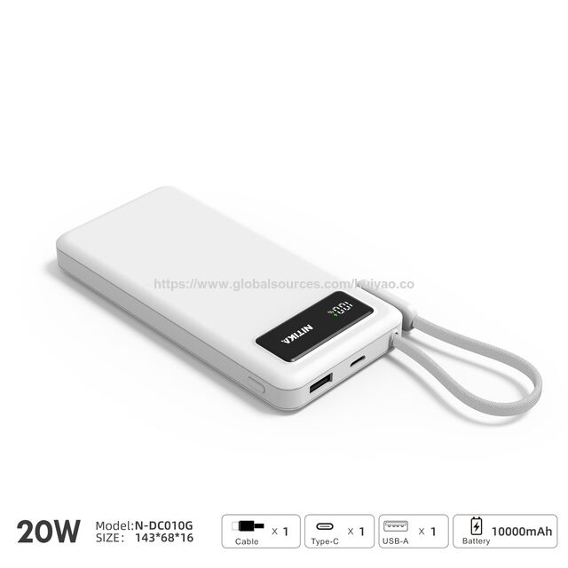 Power Bank Baterai Semi-Solid Ultra-tipis 10000mAh PD20W, Aman dan Tidak Mudah Terbakar dengan Kabel Konektor for sale at factory direct price