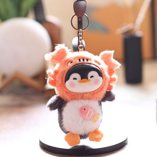 Gantungan Kunci Mainan Plush Penguin Lucu, Hadiah Tahun Baru, Mainan 10cm dengan Loop Gantung Flocky, Hiasan Tas Lembut