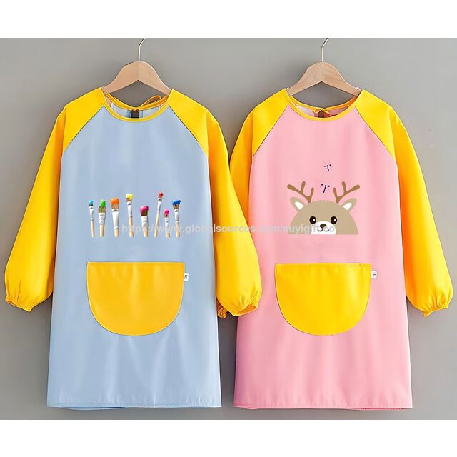 Bata de Arte Impermeable y Resistente a las Manchas con Mangas Largas y Estampado de Logo para Niños - Delantal para Centro de Entrenamiento de Bellas Artes, Ropa Reversible para Pintar for sale at factory direct price